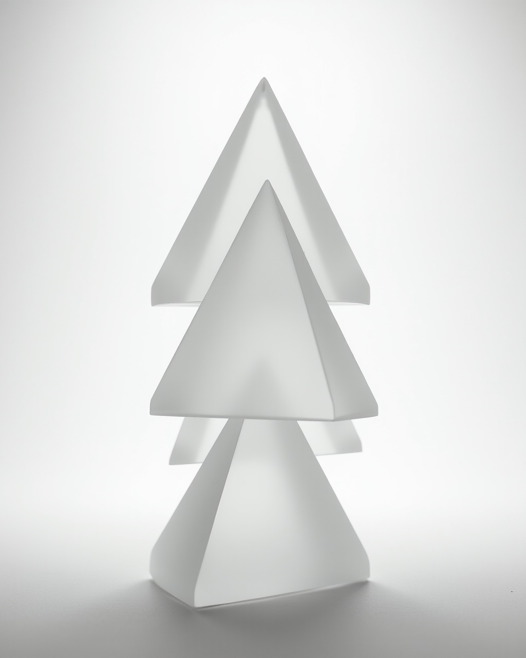Translucent frosted glass triangles — refraction study