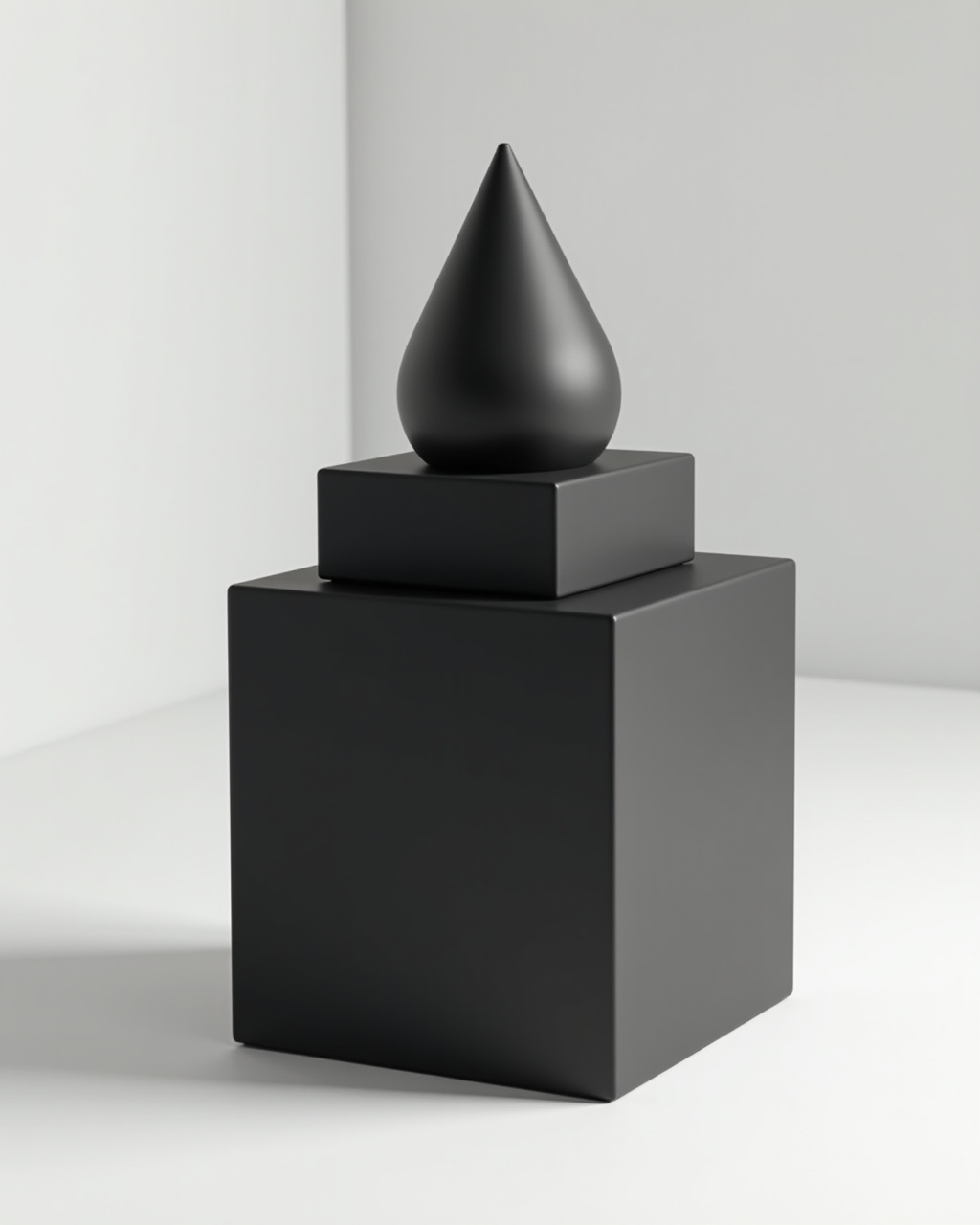 Obsidian geometric stack — cube pyramid sphere